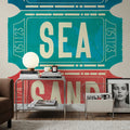 Ticket Stubs Beach Mural Wallpaper - room preview 02