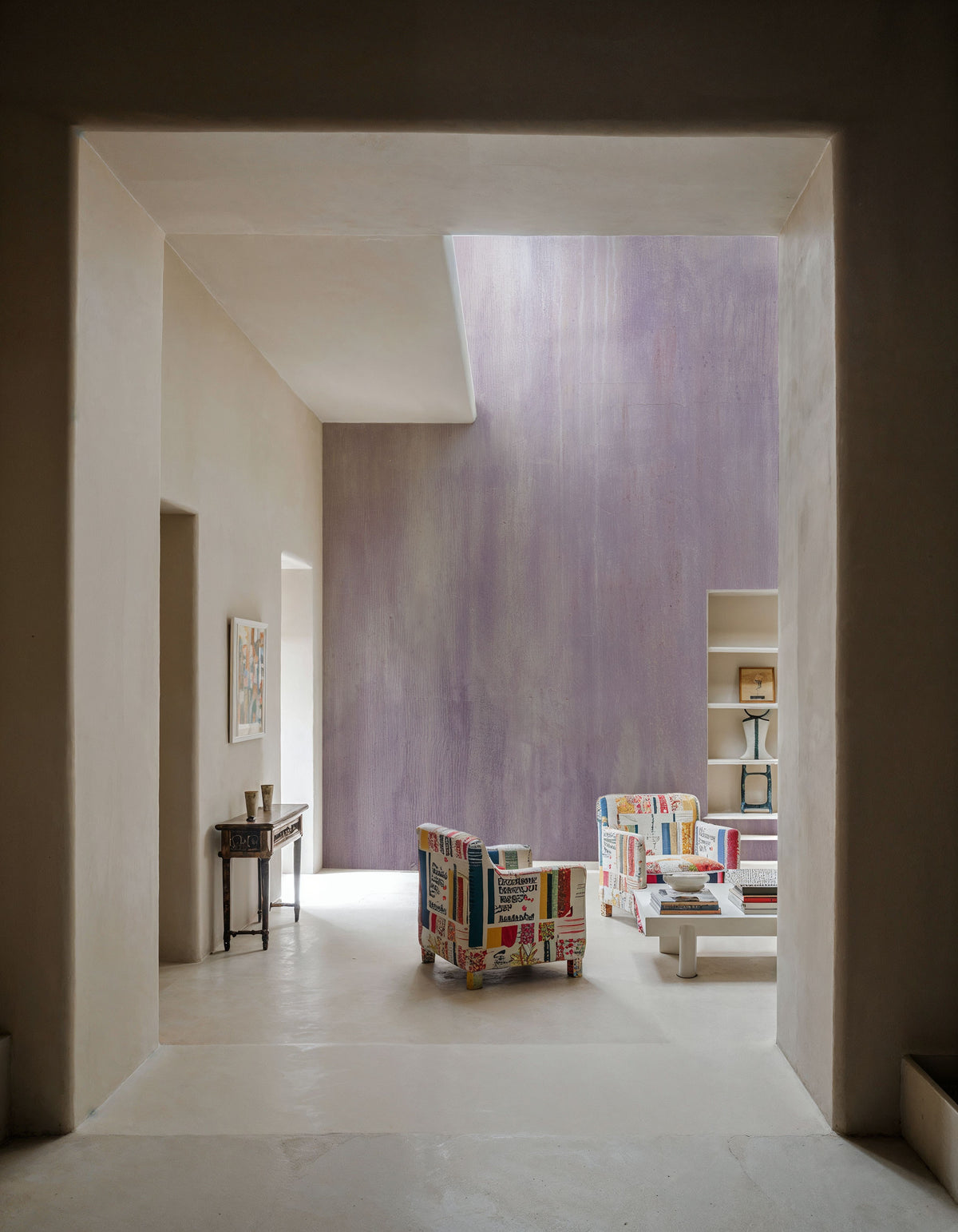 Concrete Surface, Lilac Mural Wallpaper - room preview 02