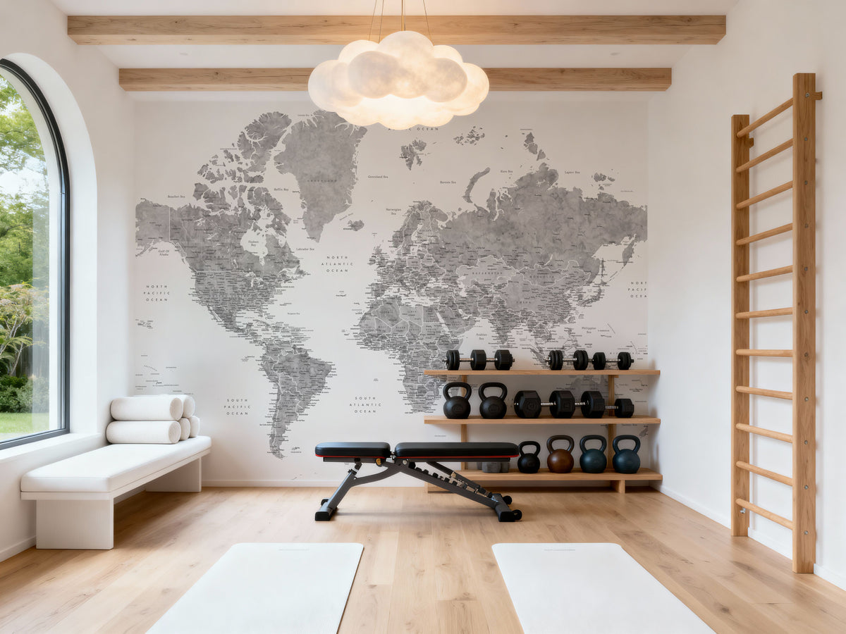 World Map Cities - Jimmy Mural Wallpaper - room preview 02