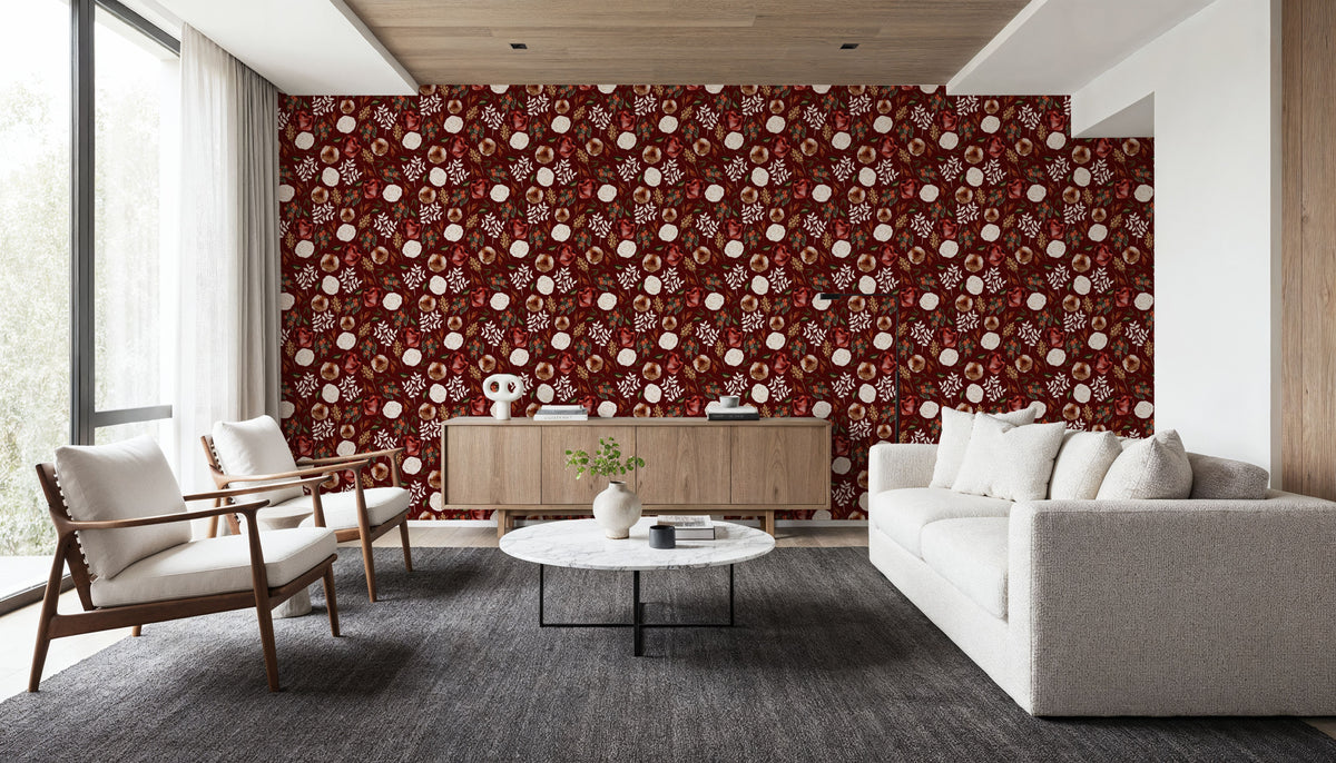 October Rose Mural Wallpaper - room preview 02