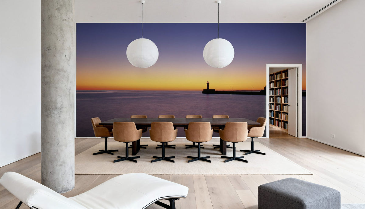 Harbor Sunset Glow Mural Wallpaper - room preview 02