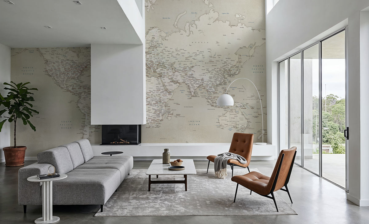 World Map Cities - Gentry Mural Wallpaper - room preview 02