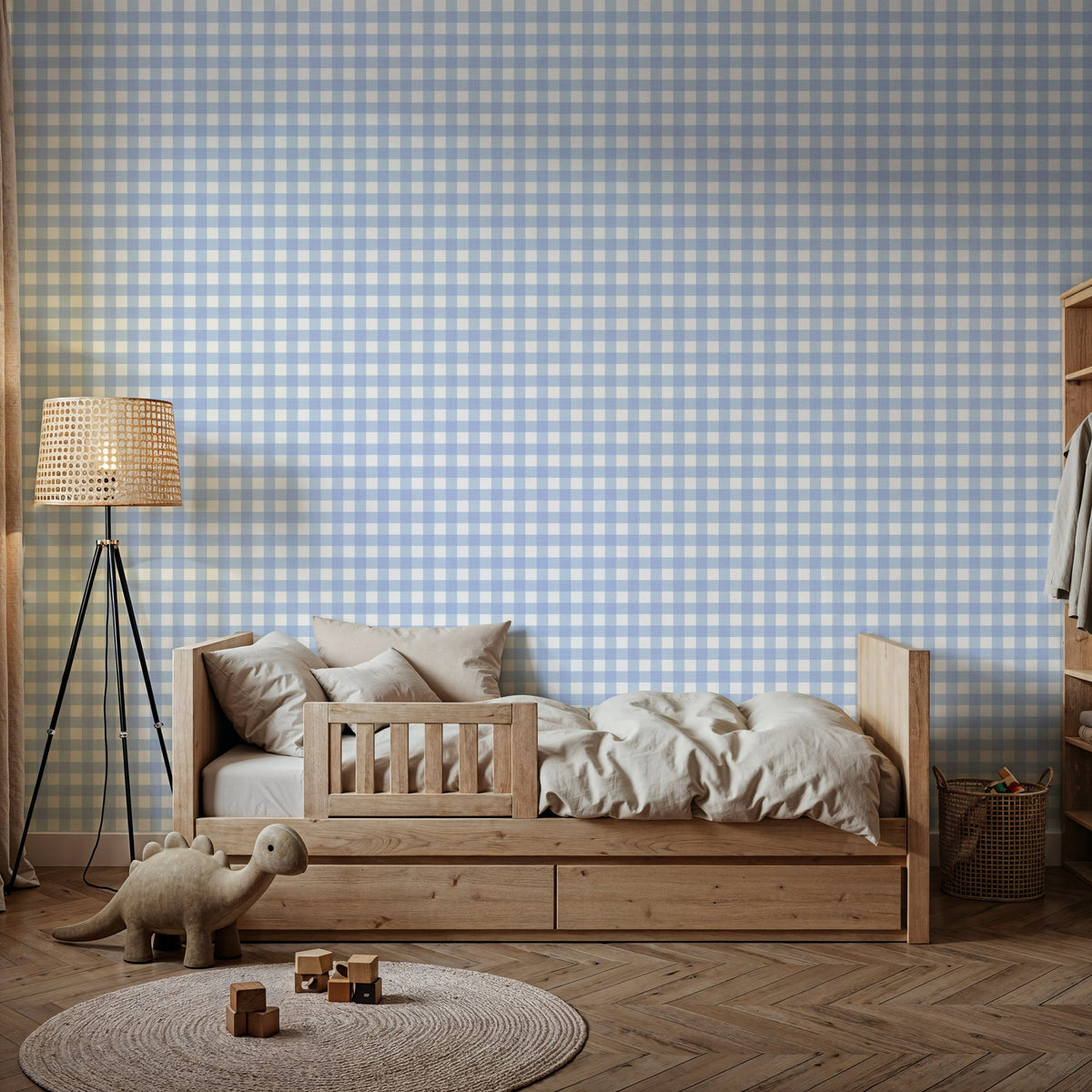 Gingham Ocean Mural Wallpaper - room preview 02