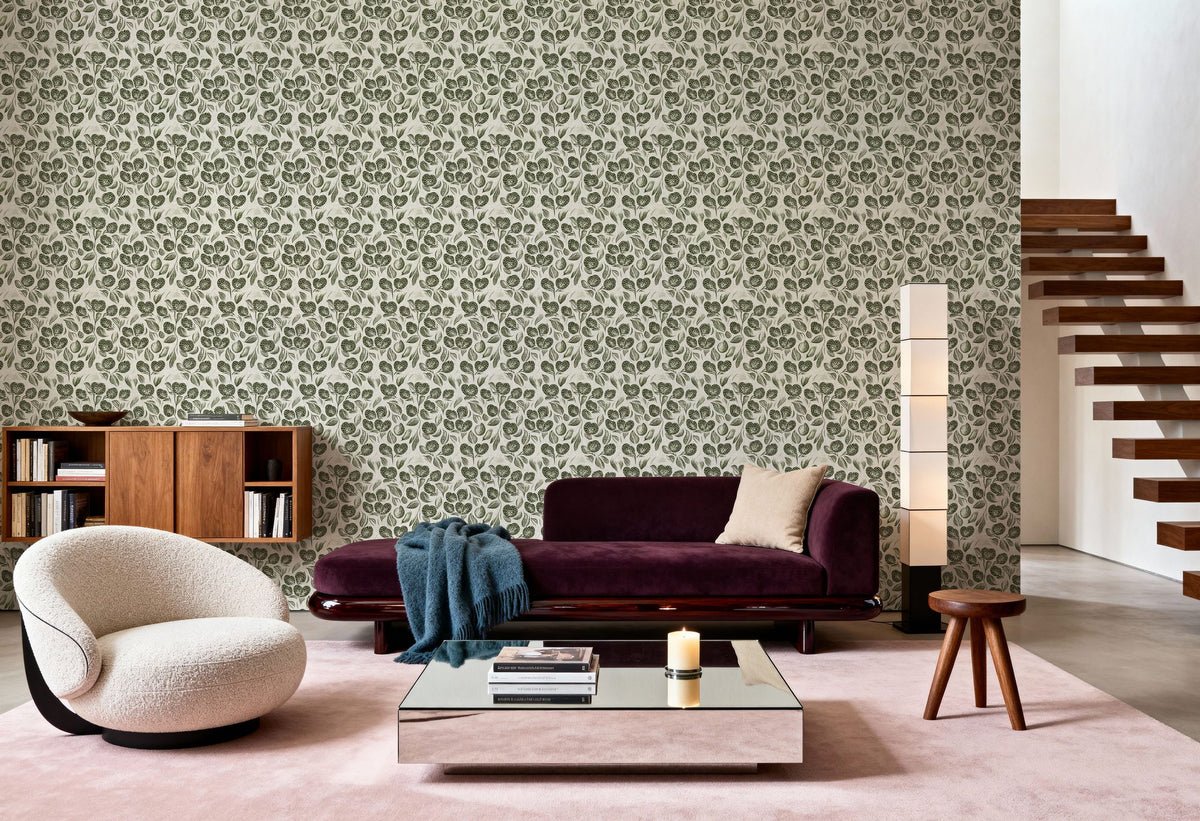Moulin, Forest Green Mural Wallpaper - room preview 02