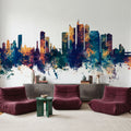 Manila Philippines Skyline Blue & Bronze Mural Wallpaper - room preview 02