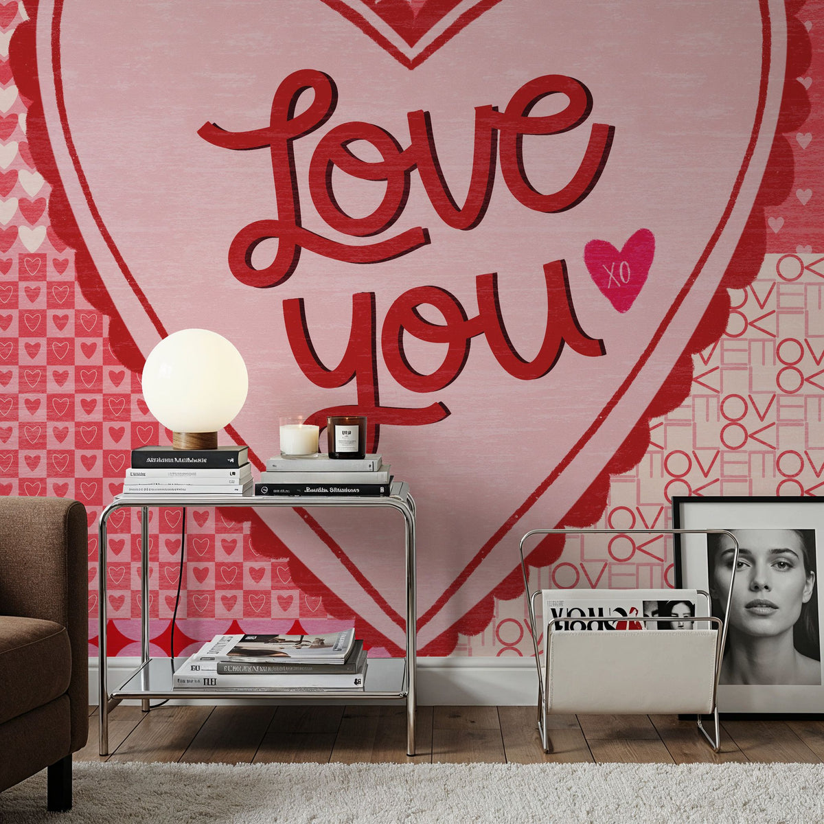 Love You Valentine Mural Wallpaper - room preview 02