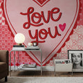 Love You Valentine Mural Wallpaper - room preview 02