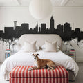 Lincoln Nebraska Skyline Black & White Mural Wallpaper - room preview 02