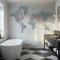 World Map Cities - Fufu Mural Wallpaper - room preview 02