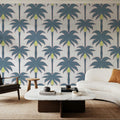 Graphic Palms, Teal Mural Wallpaper - room preview 02