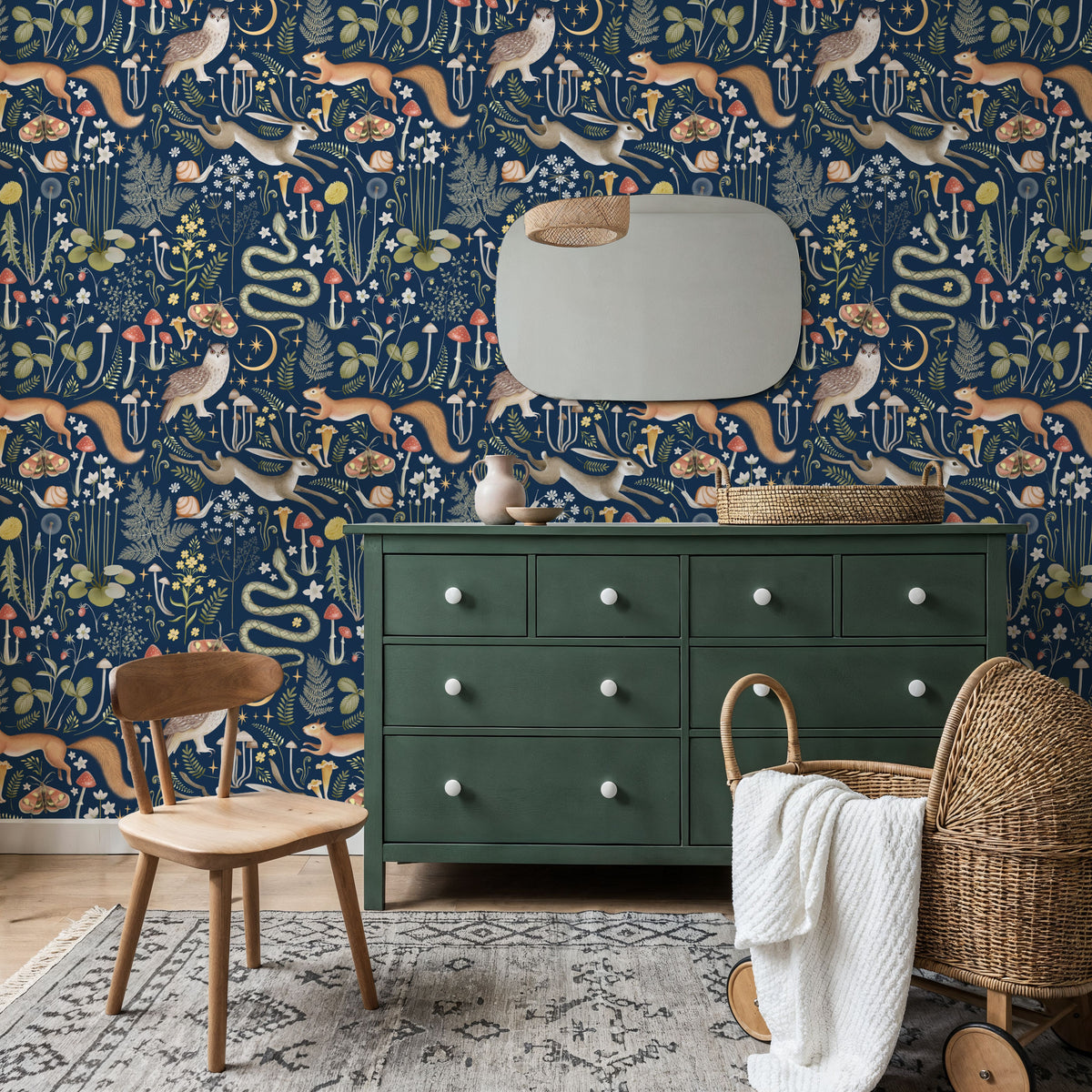 Fantasy Forest - Midnight Blue Mural Wallpaper - room preview 02