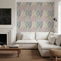 Happy Garden Grey Leaves Mural Wallpaper - room preview 02