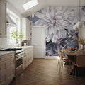 Focus on the Dahlia Gray Mural Wallpaper - room preview 02