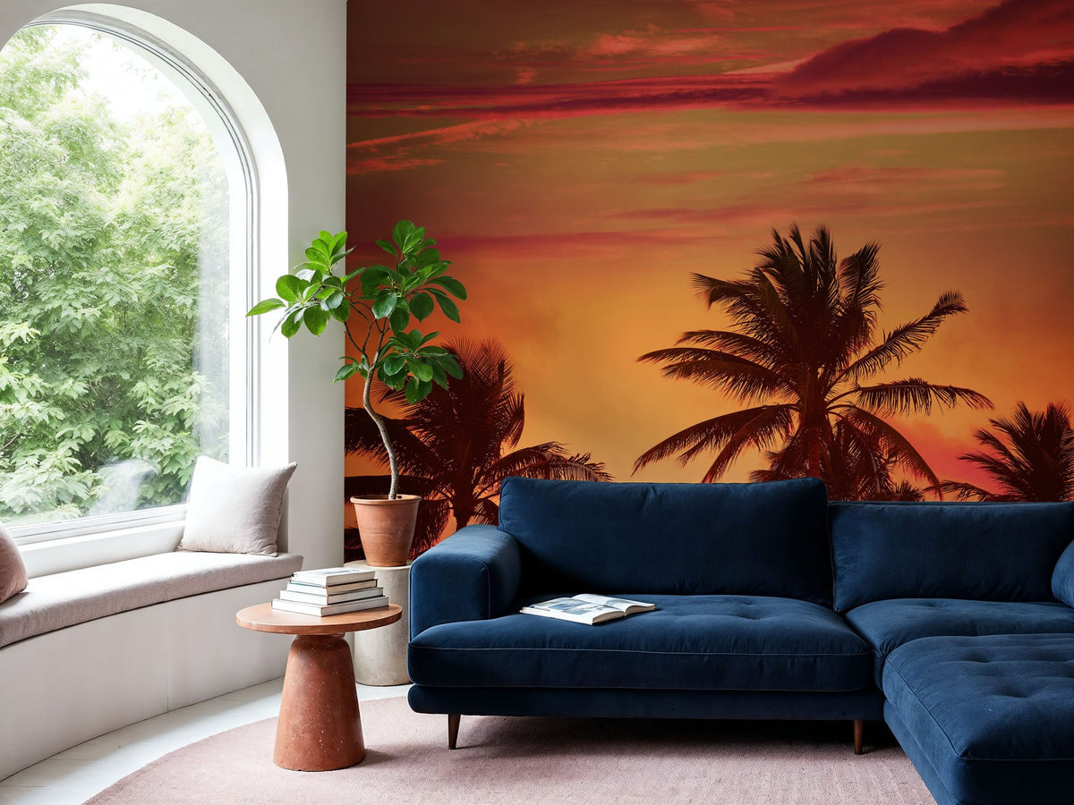 Miami Beach Sunset Mural Wallpaper - room preview 02