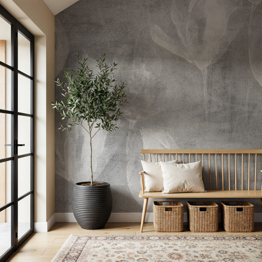 Floral Wallpaper Mural – Flower Wallpaper – Ceramic Flowers