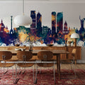 Kyiv Ukraine Skyline Blue & Bronze Mural Wallpaper - room preview 02