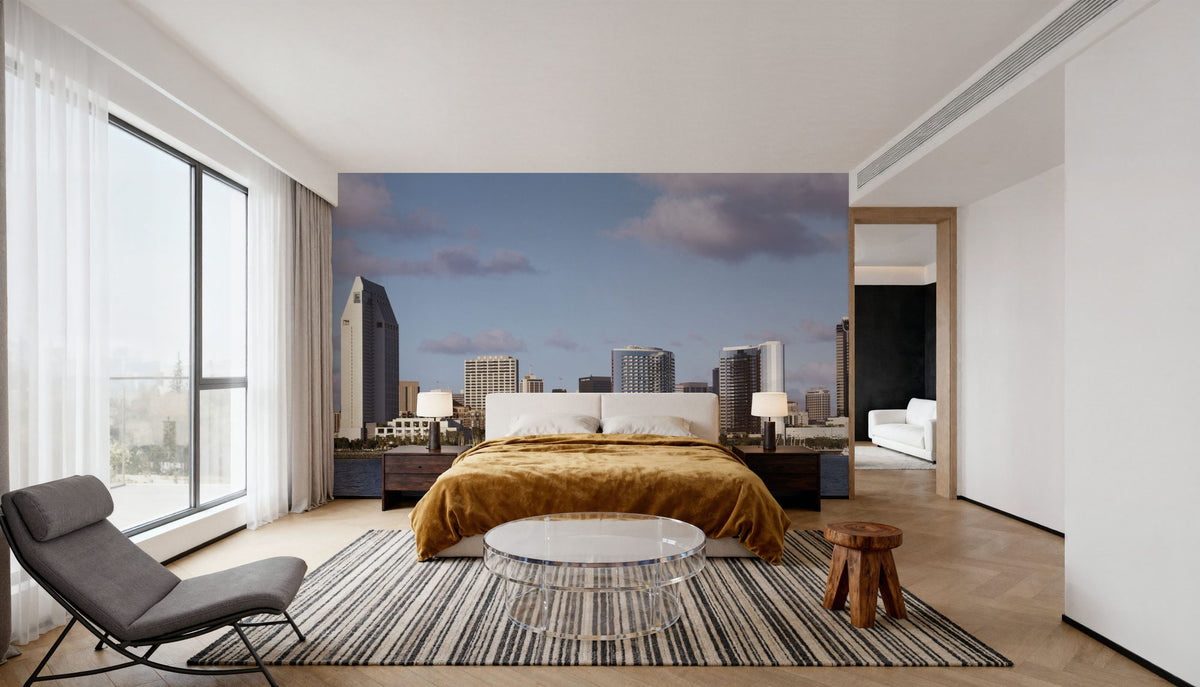 Boston Harbor Twilight Panorama II Mural Wallpaper - room preview 02