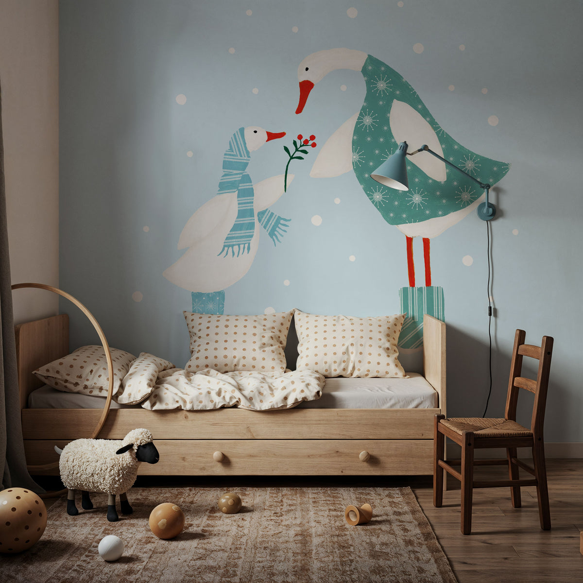 Ducks in the Snow II Mural Wallpaper - room preview 02