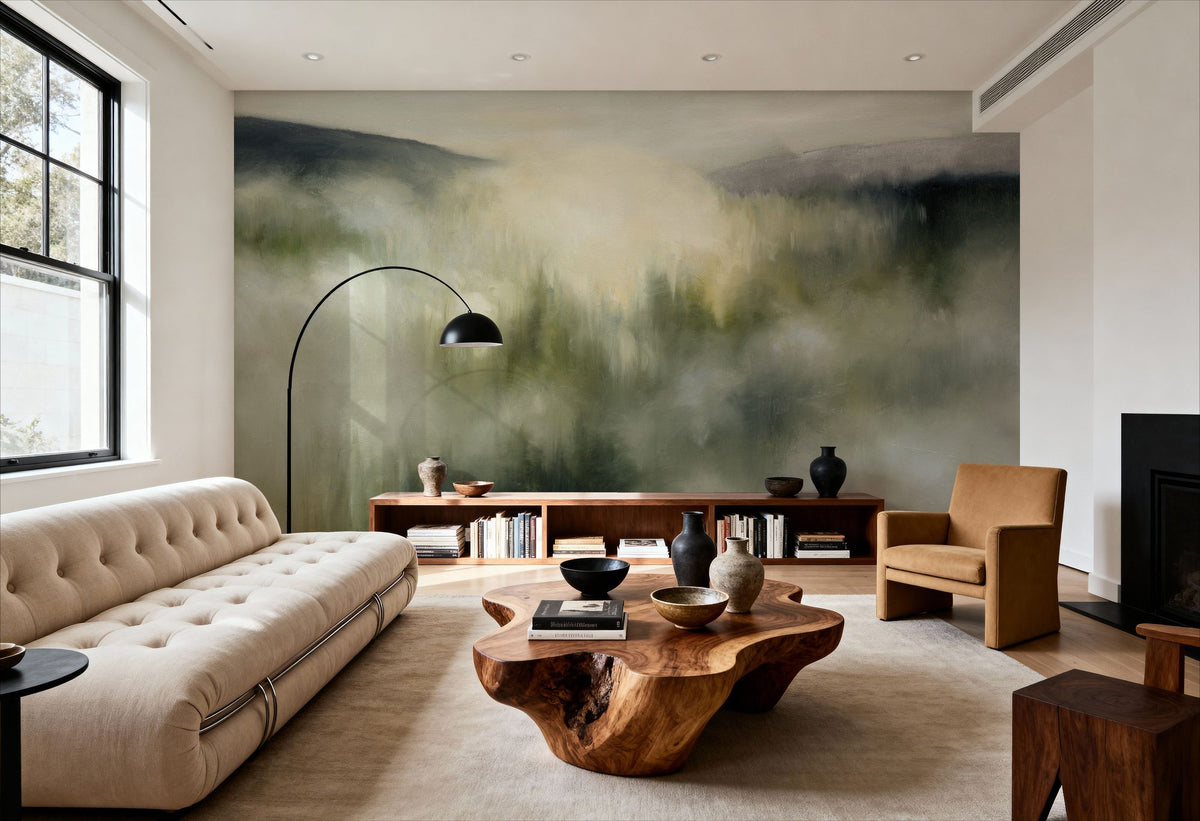 Neutral Valley Clouds Mural Wallpaper - room preview 02