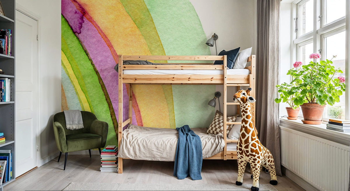 Watercolor Rainbow Mural Wallpaper - room preview 02