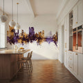 Swansea Wales Skyline Purple & Gold Mural Wallpaper - room preview 02