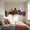 New Orleans Louisiana Skyline Purple & Gold Mural Wallpaper - room preview 02