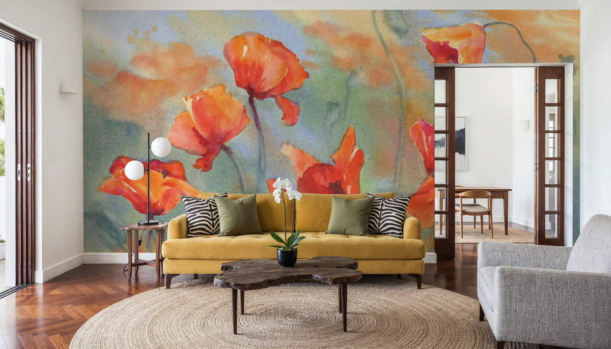 Poppy Reverie Mural Wallpaper - room preview 02