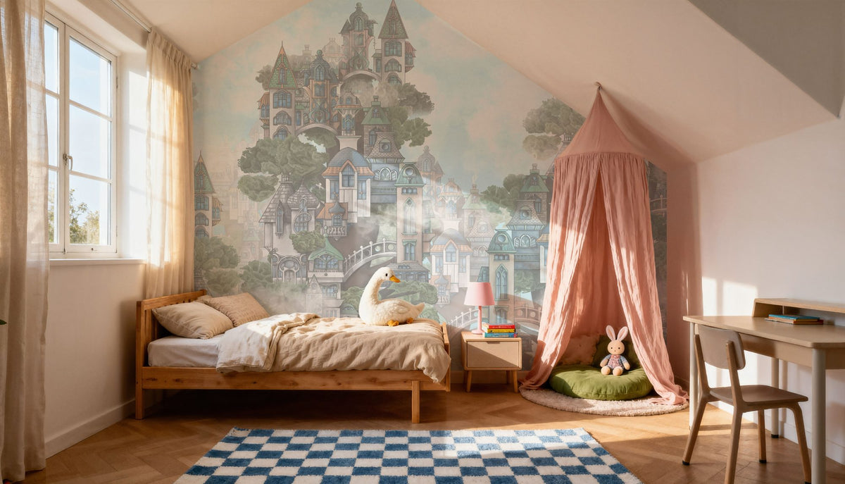 Treehouse Neighborhood Fade Mural Wallpaper - room preview 02