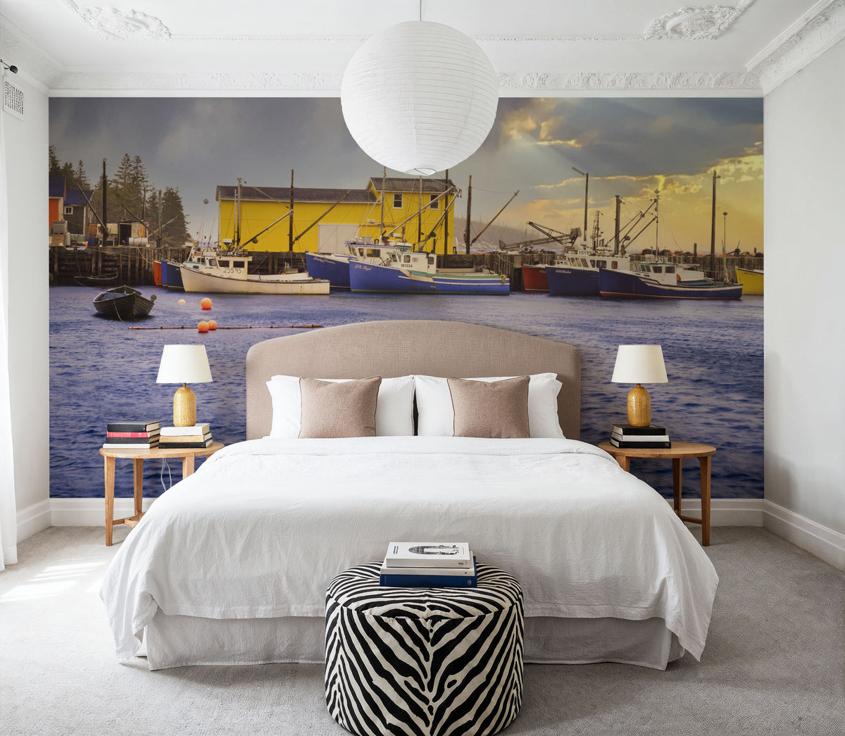 Lobster Fishing Harbour Mural Wallpaper - room preview 02