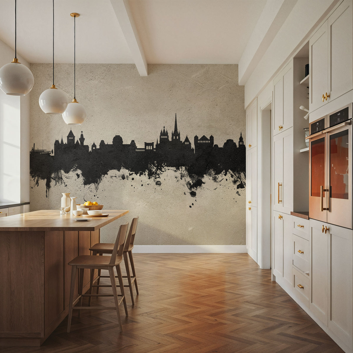 Lausanne Switzerland Skyline Concrete Mural Wallpaper - room preview 02