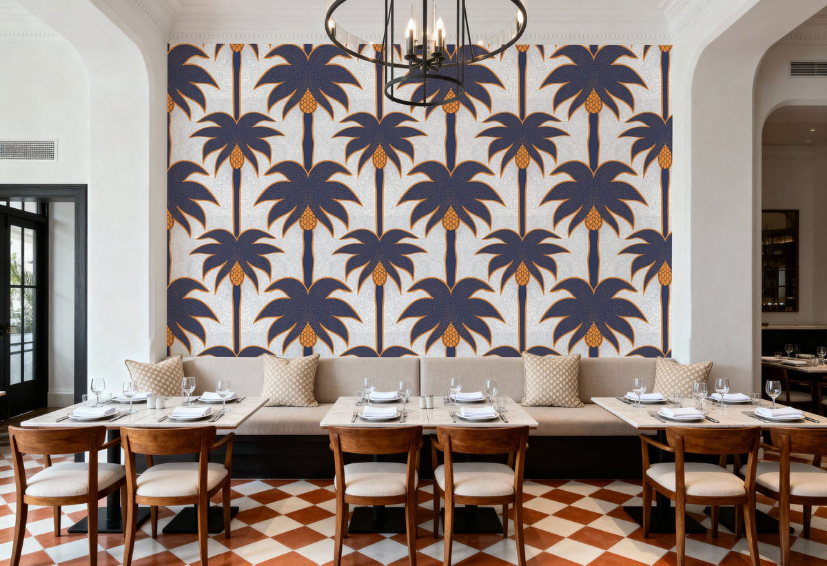 Graphic Palms, Grape Mural Wallpaper - room preview 02