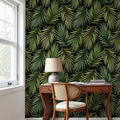 Bright Palms Pattern, Lush Green Mural Wallpaper - room preview 02