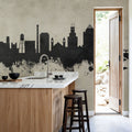 Durham North Carolina Skyline Concrete Mural Wallpaper - room preview 02