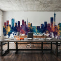 Johannesburg South Africa Skyline Blue & Bronze Mural Wallpaper - room preview 02