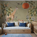 Whimsical Wildlife Sage Mural Wallpaper - room preview 02