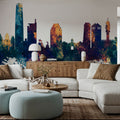 Santiago De Chile Skyline Blue & Bronze Mural Wallpaper - room preview 02