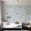Sky Train, Washed Blue Mural Wallpaper - room preview 02