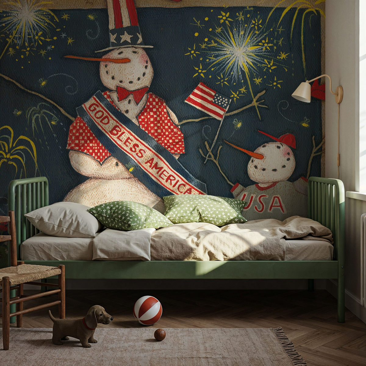 Seasonal Snowman VII Mural Wallpaper - room preview 02
