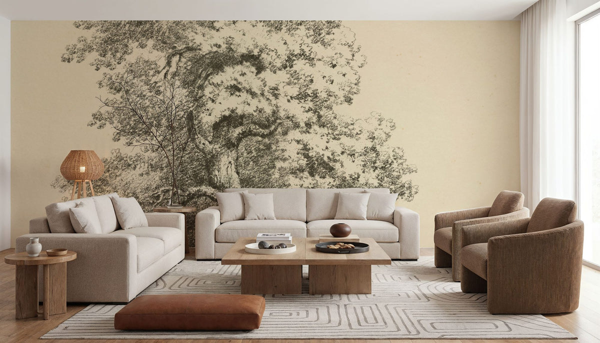 Tree Study II Dark Mural Wallpaper - room preview 02