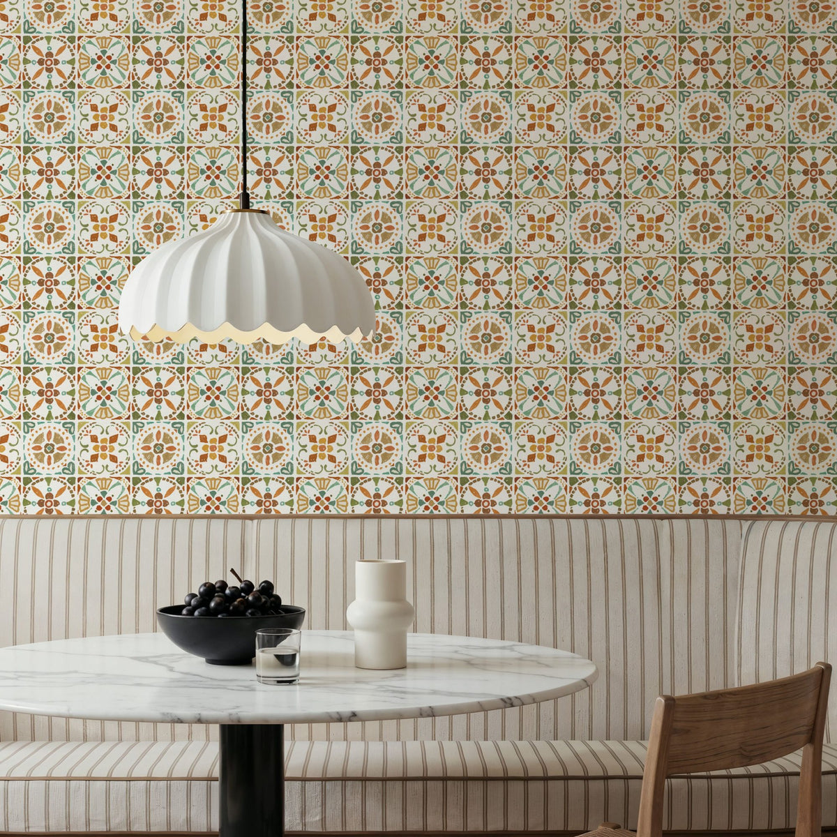 Autumn Tiles White Mural Wallpaper - room preview 02