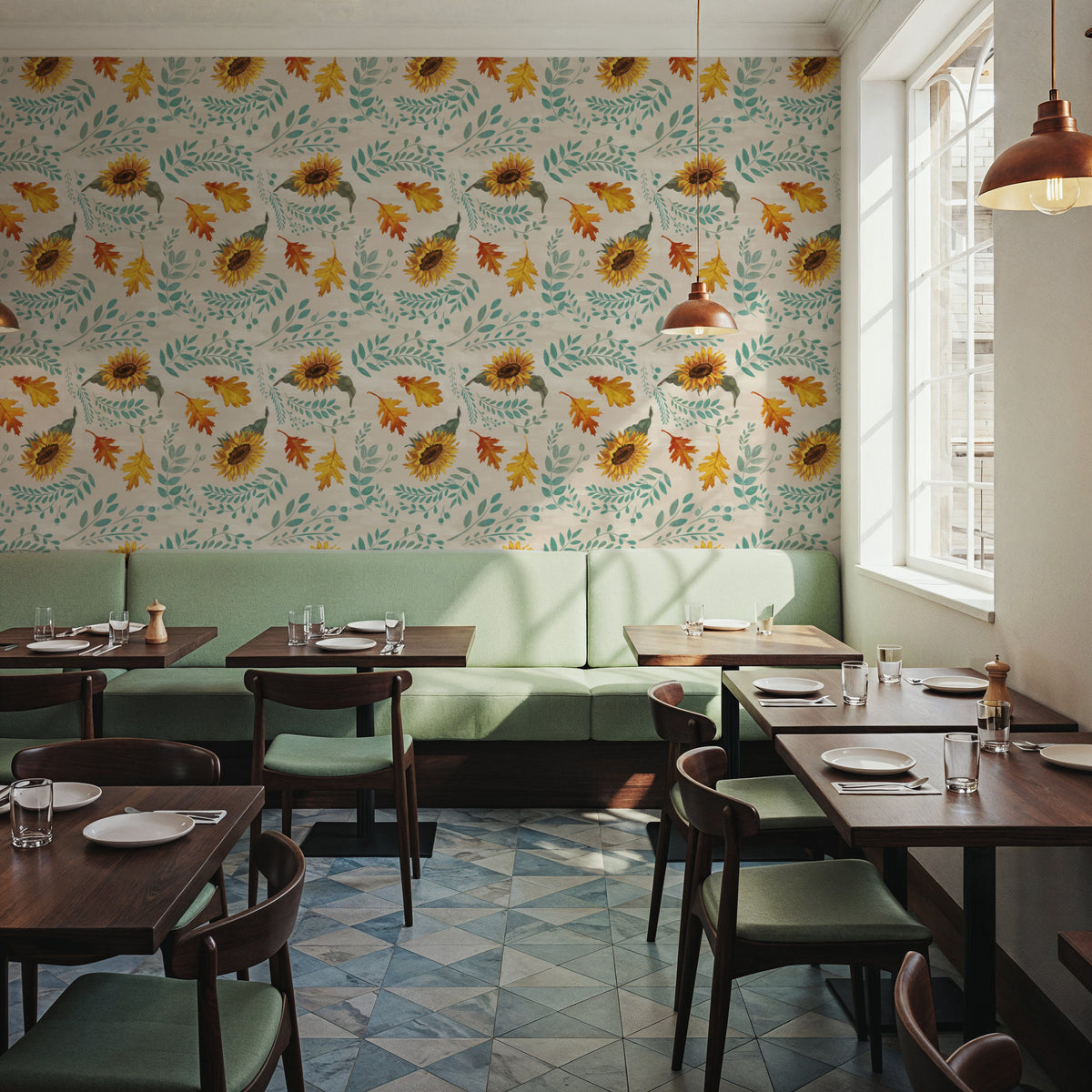 Fall Harvest White Mural Wallpaper - room preview 02
