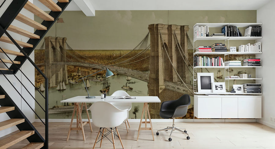 Landscape Wallpaper Mural – Scenery Wall Mural – Great East River Bridge