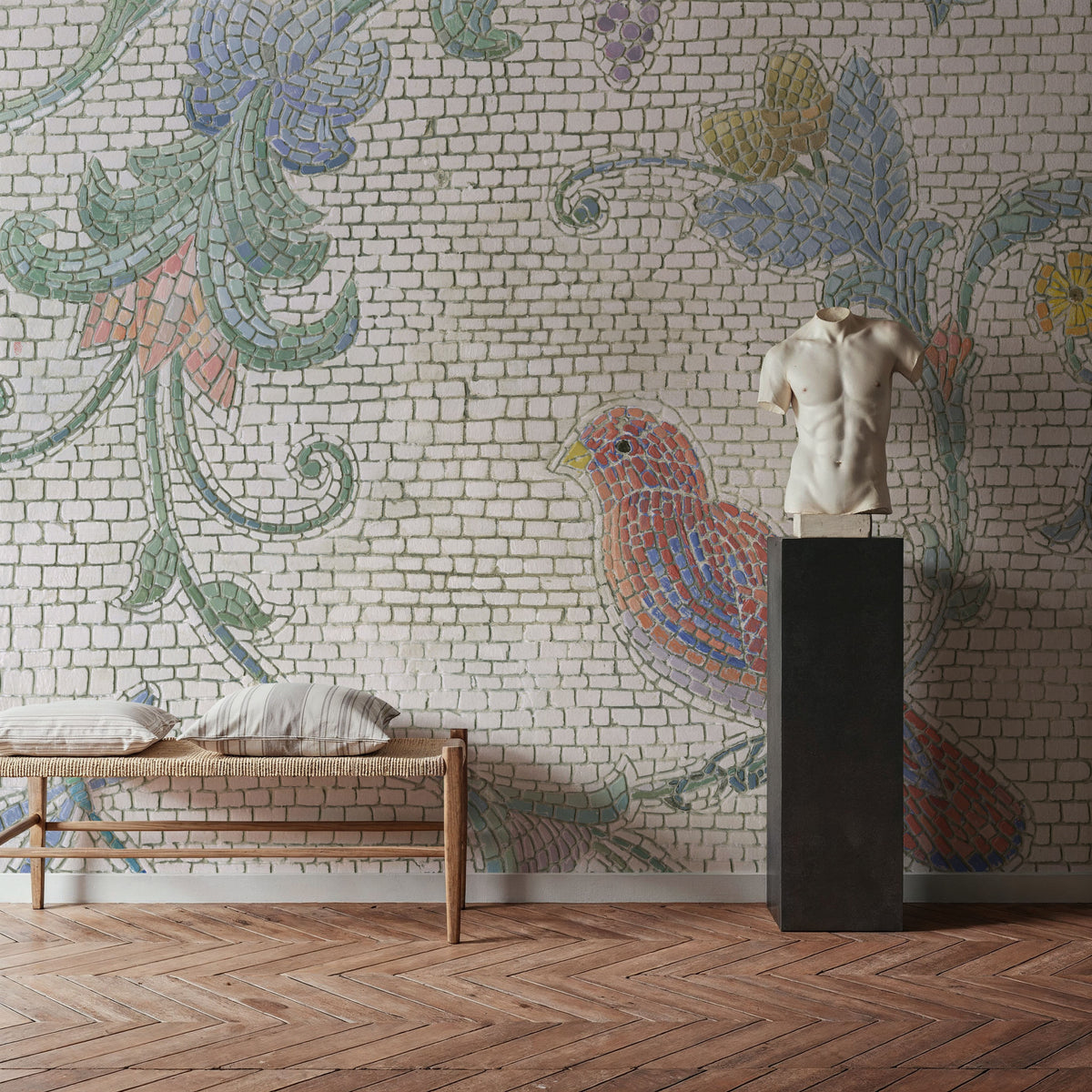 Mosaic Birds II Mural Wallpaper - room preview 02
