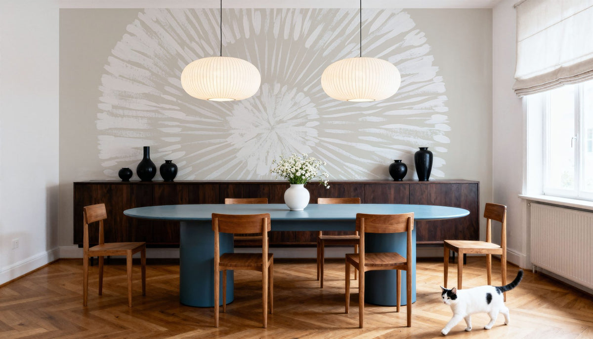 Coastal Block Print II Neutral Mural Wallpaper - room preview 02