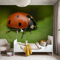 Ladybug on Leaf Mural Wallpaper - room preview 02
