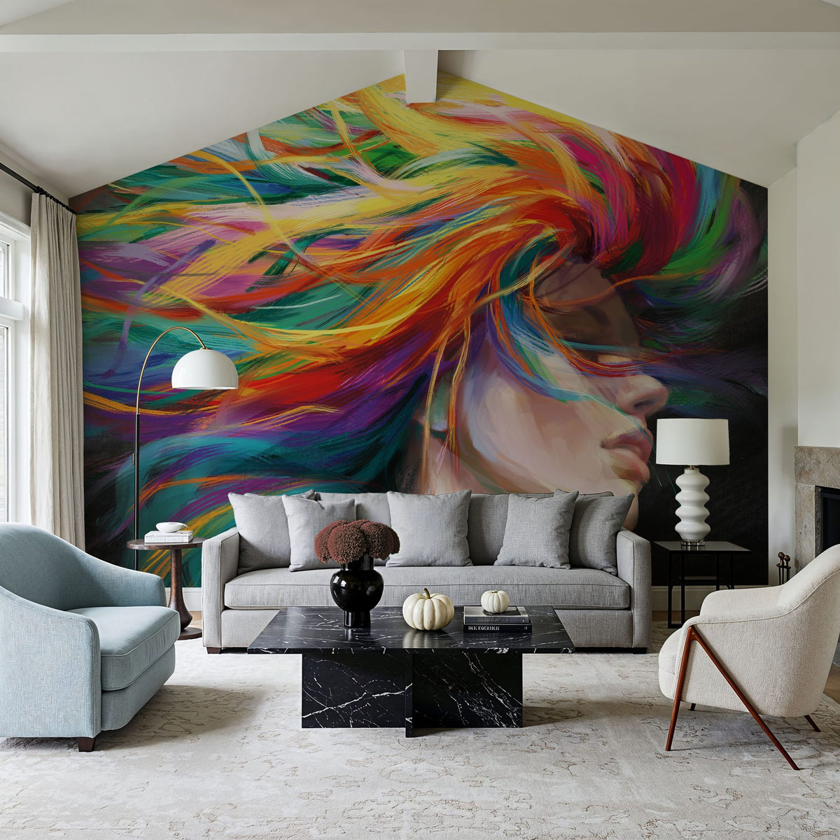 Rainbow Hair Mural Wallpaper - room preview 02