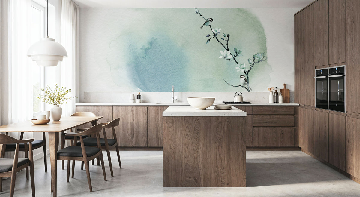 Magnolia & Birds Mural Wallpaper - Light Tone - room preview 02