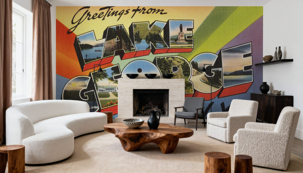 Greetings From Lake George Mural Wallpaper - room preview 02