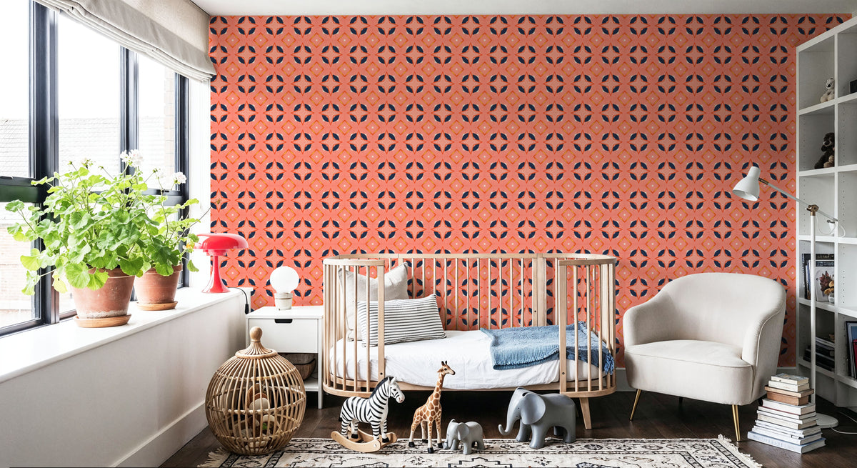 Kaleidoscope Coral Mural Wallpaper - room preview 02