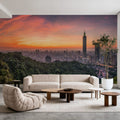Taipei Sunset Red Mural Wallpaper - room preview 02